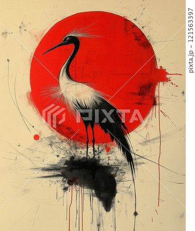Sketch of a crane bird on a light background. 121563397