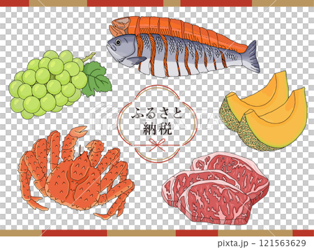 Hometown tax return gift set: Melon, salmon, beef, crab, and grapes 121563629