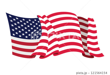 USA waving flag. American national symbol isolated on white background. Banner design element 121564154