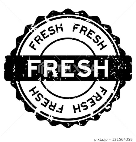 Grunge black fresh word round rubber seal stamp on white background 121564359