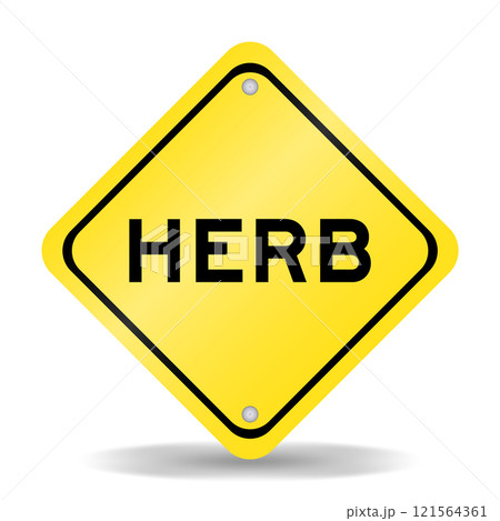 Yellow color transportation sign with word herb on white background 121564361