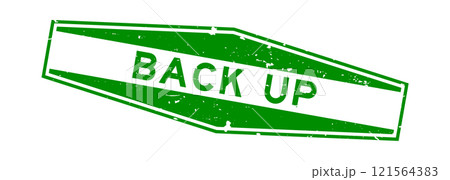 Grunge green back up word hexagon rubber seal stamp on white background 121564383