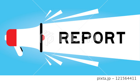 Color megaphone icon with word report in white banner on blue background 121564411