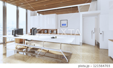 Modern executive office with large windows 121564703