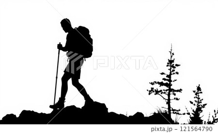 登山をする人のシルエット 121564790