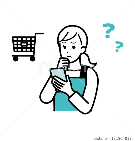 スマホでネットショッピングをする主婦 スマホでネットショッピングをする主婦 121564818