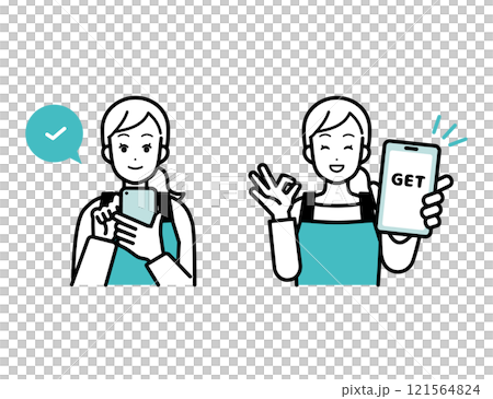 スマホを操作してGETする主婦 スマホを操作してGETする主婦 121564824