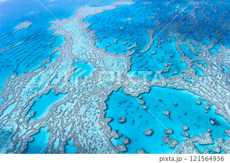 飛行機から見たグレートバリアリーフ 121564936
