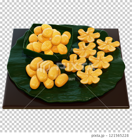 Thai Dessert , Thong Yod , Thong Yip , Med KanoonClipart On transparent background , 3D Rendering 121565228