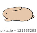 目を瞑るうさぎのゆるい手描きイラスト 121565293