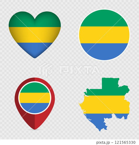 Gabon Flag Icons Pack. Vector illustration. Gabon Flag Icons Pack. Vector illustration. 121565330