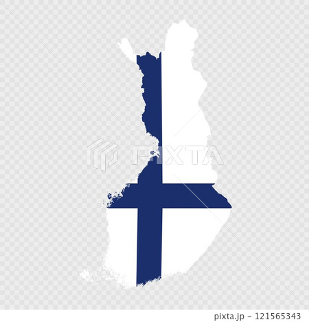 Finland map silhouette with flag. Finland map silhouette with flag. 121565343