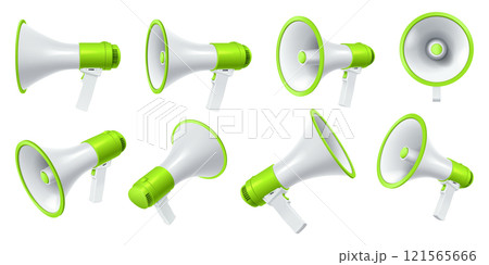 Modern bullhorns with green elements vector illustration set 121565666