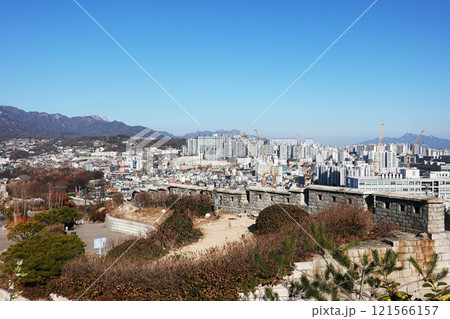 Hanyangdoseong, a fortress wall in Naksan Park, Seoul, South Korea. Hanyangdoseong, a fortress wall in Naksan Park, Seoul, South Korea. 121566157