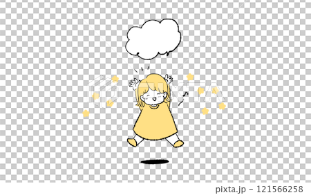 Illustration of a happy joyful girl with a speech bubble 121566258