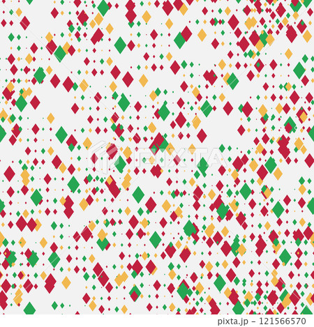 Design with large and small rhombus, squares on a white background. The Christmas colours are red and green. For banners, wallpapers, social media 121566570