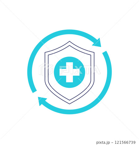 Health insurance renewal icon with shield 121566739