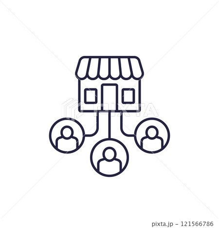 shop and customers, clients line icon shop and customers, clients line icon 121566786