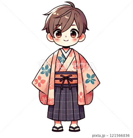 正月や七五三に使える、着物を着た男の子のイラスト 121566836