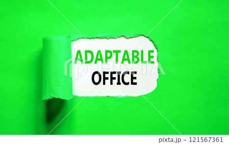 Adaptable office symbol. Concept words Adaptable office on beautiful white paper. Beautiful green paper background. Business Adaptable office concept. Copy space. 121567361