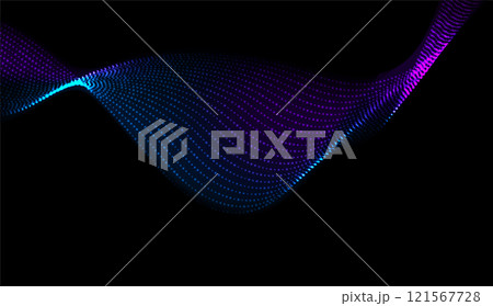 Blue violet futuristic dotted wavy lines abstract technology background 121567728