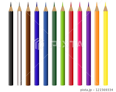 Set colored pencils on white background. 121569334
