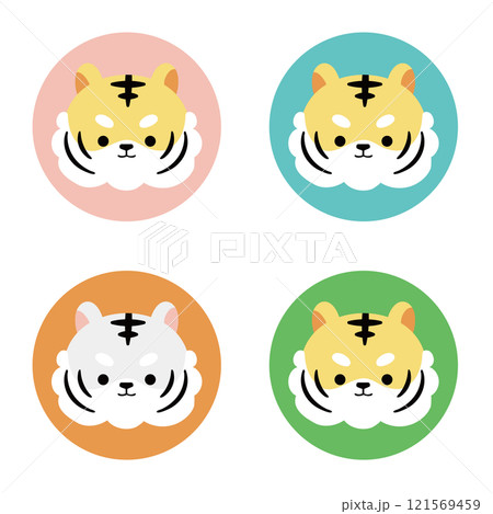 かわいいトラの顔のイラストセット 121569459