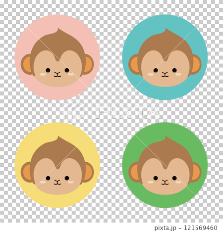 Cute monkey face illustration set 121569460