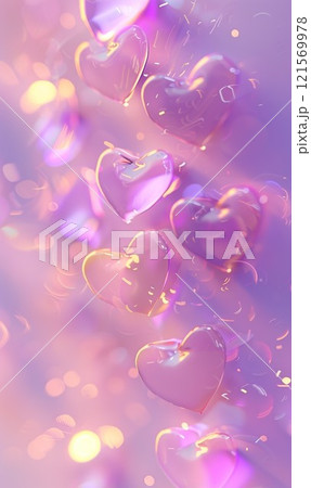 pink and purple background with blurry romantic heart shapes, valentines day and love wallpaper concept, creative dreamy backdrop 121569978