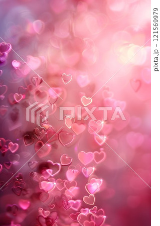 pink background with blurry romantic heart shapes, valentines day and love wallpaper concept, creative dreamy backdrop 121569979