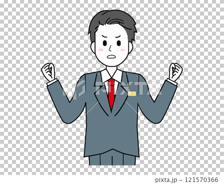 接客をする男性販売員のイラスト　男性のビジネスマンの上半身イラスト 121570366