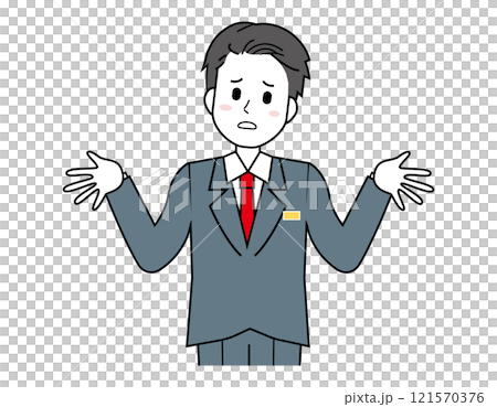 為顧客服務的男性銷售員的插圖 男性商人的上半身插圖 121570376