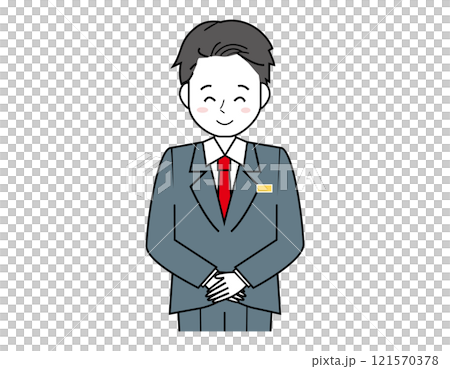 為顧客服務的男性銷售員的插圖 男性商人的上半身插圖 為顧客服務的男性銷售員的插圖 男性商人的上半身插圖 121570378