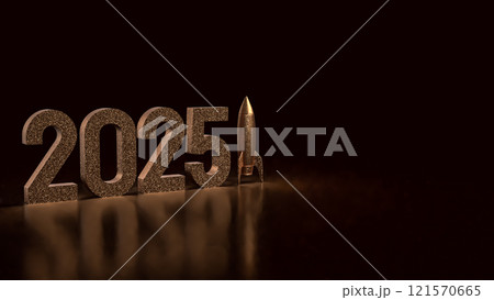 The 2025 Number and rocket for Business concept 3d rendering. The 2025 Number and rocket for Business concept 3d rendering. 121570665