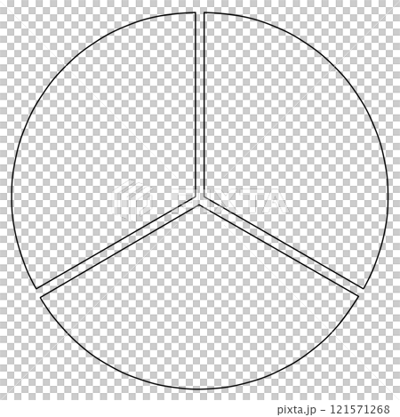 A circle divided into three equal parts 121571268