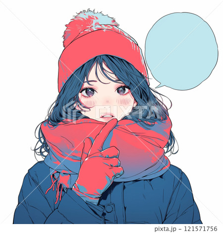 【フキダシ】冬服の女性と吹き出し 121571756