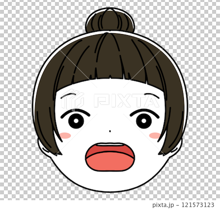 女の子の顔のアイコンイラスト 121573123