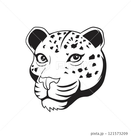 Cheetah mascot vintage logo line black and white 121573209