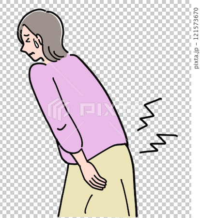 体調不良で困る中年女性　お尻トラブル 121573670