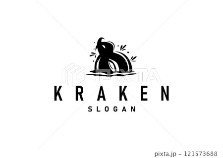 Octopus Logo Old Retro Vintage Design Ocean Animal Vector Tentacle Illustration Template 121573688