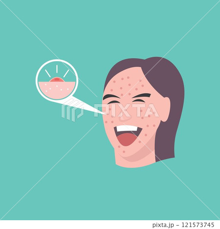 cartoon women with acne facial problems vector element design cartoon women with acne facial problems vector element design 121573745