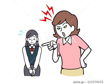 カスハラ_女性客に怒鳴られる女性店員 121574251