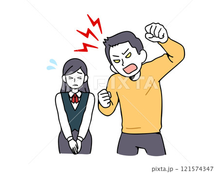 カスハラ_男性客に怒鳴られる女性店員 121574347