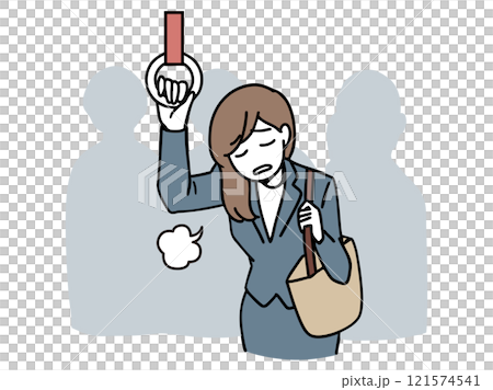 Tired woman on commute 121574541