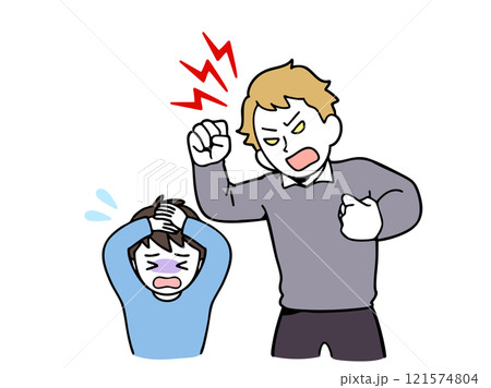 怒鳴られて怖がる男の子 121574804
