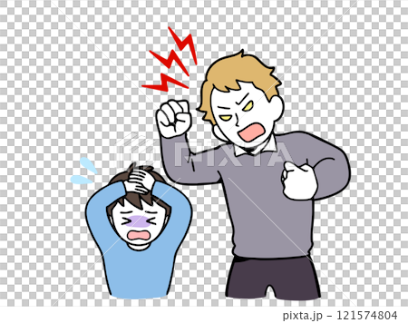 怒鳴られて怖がる男の子 121574804