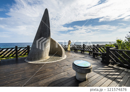 Building view of Taiwan's southernmost point landmark, It is located in Cape Eluanbi of Kenting National Park in Pingtung, Taiwan. Building view of Taiwan's southernmost point landmark, It is located in Cape Eluanbi of Kenting National Park in Pingtung, Taiwan. 121574876