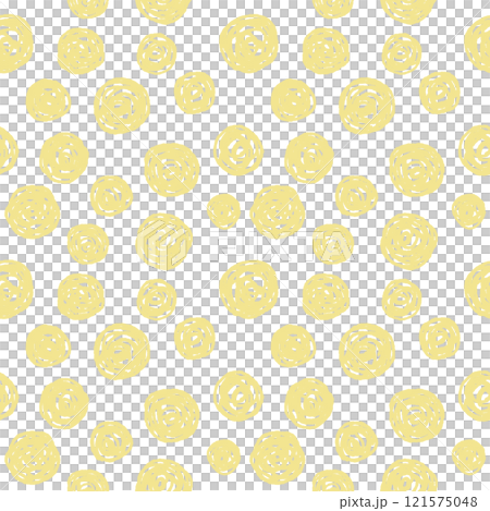 手描き風・ラフな水玉のシームレスパターン(黄色) 121575048