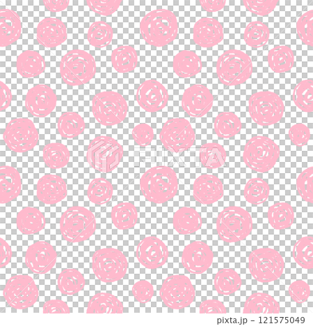 手描き風・ラフな水玉のシームレスパターン(ピンク) 121575049