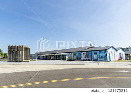 Building view of the Beimen visitor center in Tainan, Taiwan, one of the Southwest Coast National Scenic Area attractions. 121575211